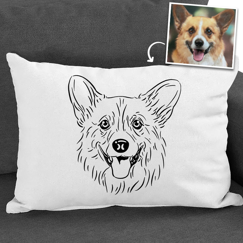 Custom Pet Memorial Pillow Personalized Hand Art Drawing Pillow Made From Pet Photo- Double Printed - The Pet Pillow