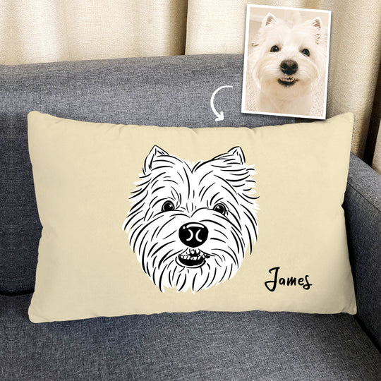 Custom Pet Memorial Pillow Personalized Hand Art Drawing Pillow Made From Pet Photo- Double Printed - The Pet Pillow