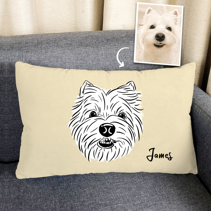 Custom Pet Memorial Pillow Personalized Hand Art Drawing Pillow Made From Pet Photo- Double Printed - The Pet Pillow