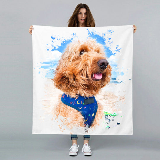 Personalized Pet Portrait Blanket Custom Made Blanket with Your Dog&