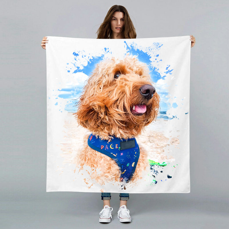 Personalized Pet Portrait Blanket Custom Made Blanket with Your Dog's Picture - The Pet Pillow