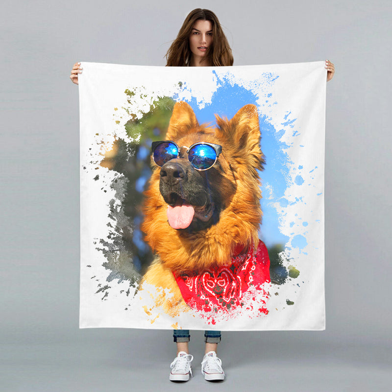 Personalized Pet Portrait Blanket Custom Made Blanket with Your Dog&