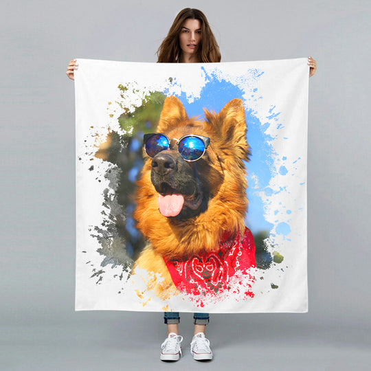 Personalized Pet Portrait Blanket Custom Made Blanket with Your Dog&