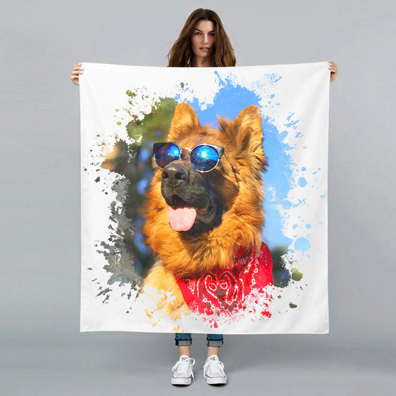 Personalized Pet Portrait Blanket Custom Made Blanket with Your Dog's Picture - The Pet Pillow