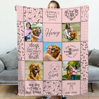 Personalized Photo Dog Blanket Collage Blanket With Pet Name, Memorial Gifts For Pet Lovers - The Pet Pillow