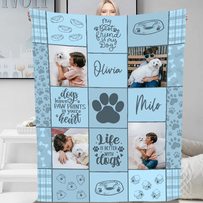Personalized Photo Dog Blanket Collage Blanket With Pet Name, Memorial Gifts For Pet Lovers - The Pet Pillow