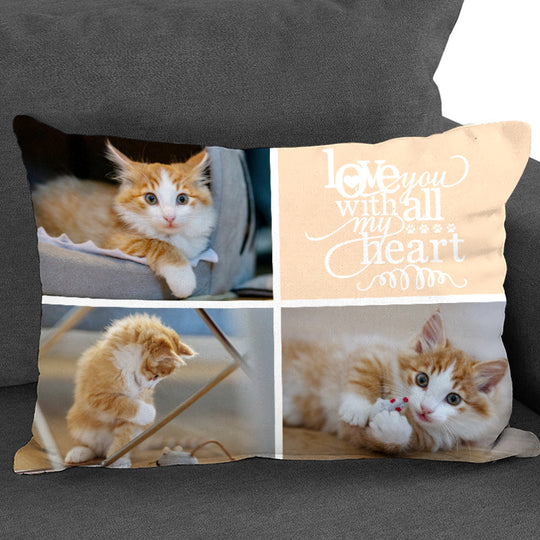 Custom Pet Photo Collage Pillow Unique Personalized Gift For Anniversary, Holiday - The Pet Pillow