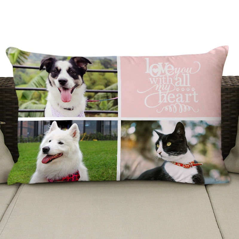 Custom Pet Photo Collage Pillow Unique Personalized Gift For Anniversary, Holiday - The Pet Pillow