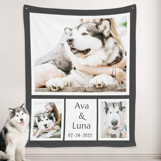 Pet Picture Blanket Personalized with the Name, Personalized Pet Gifts - The Pet Pillow