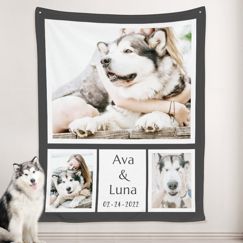 Pet Picture Blanket Personalized with the Name, Personalized Pet Gifts - The Pet Pillow