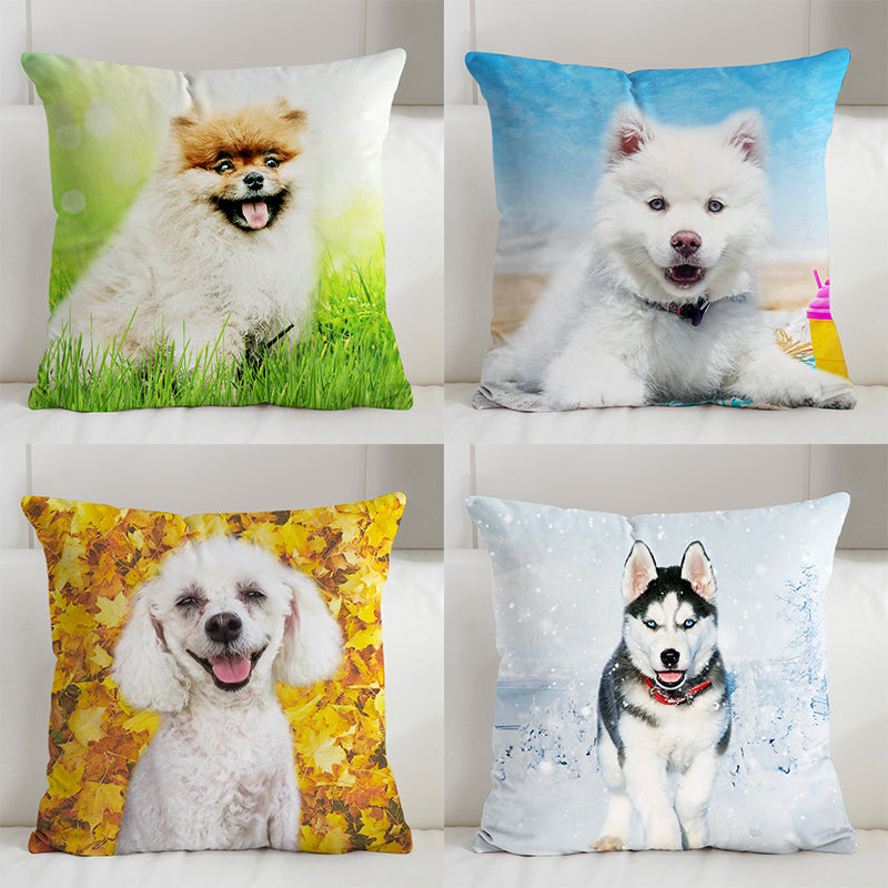 Custom Pet Square Pillow , Four Seasons Pillow With Picture For Couch,Bed - The Pet Pillow