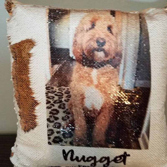Custom Reversible Flip-Sequin Magic Mermaid Style Pillow from your Pet Picture, gift for pet owners - The Pet Pillow