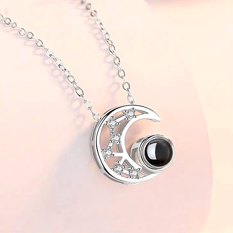 Star And Moon Custom Pet Projection Necklace With Picture - The Pet Pillow