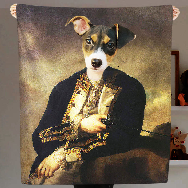 The Count - Custom Pet Portrait Renaissance Blanket with Dog Face - The Pet Pillow