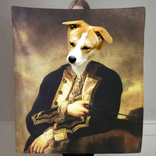 The Count - Custom Pet Portrait Renaissance Blanket with Dog Face - The Pet Pillow