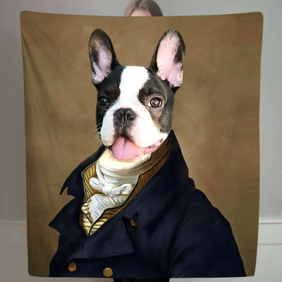 The Count - Custom Pet Portrait Renaissance Blanket with Dog Face - The Pet Pillow