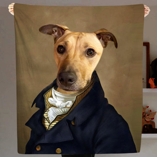 The Count - Custom Pet Portrait Renaissance Blanket with Dog Face - The Pet Pillow