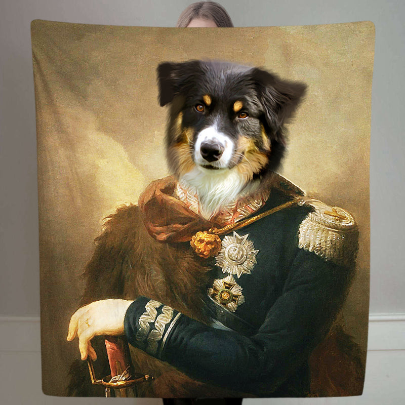 The Count - Custom Pet Portrait Renaissance Blanket with Dog Face - The Pet Pillow