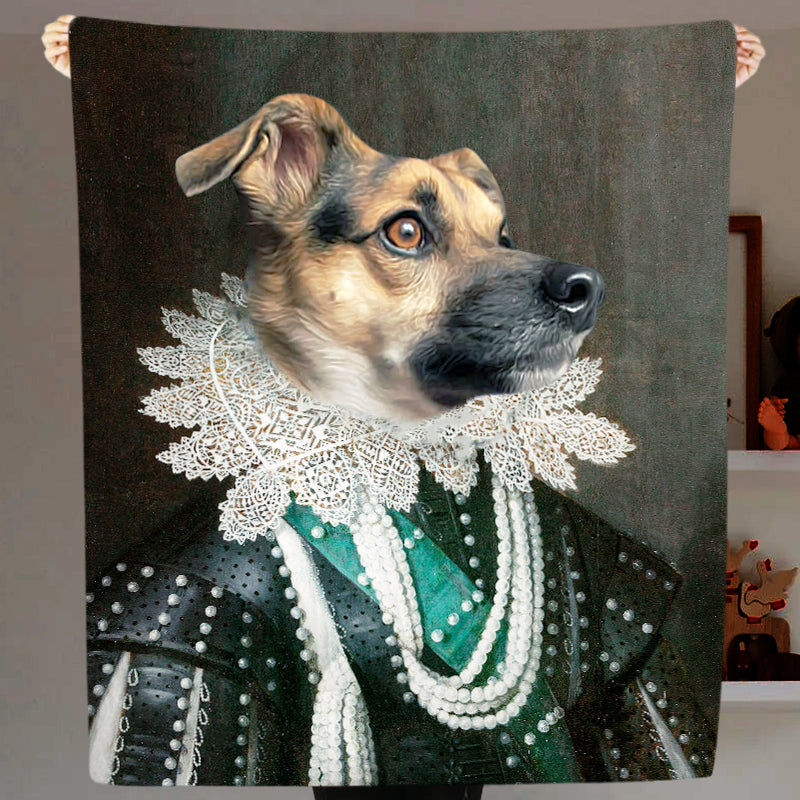 The Lady - Custom Renaissance Pet Portraits Blanket with Pets Face - The Pet Pillow