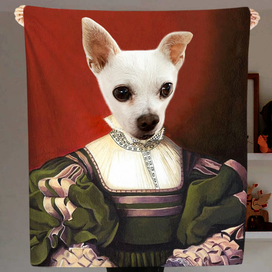 The Lady - Custom Renaissance Pet Portraits Blanket with Pets Face - The Pet Pillow