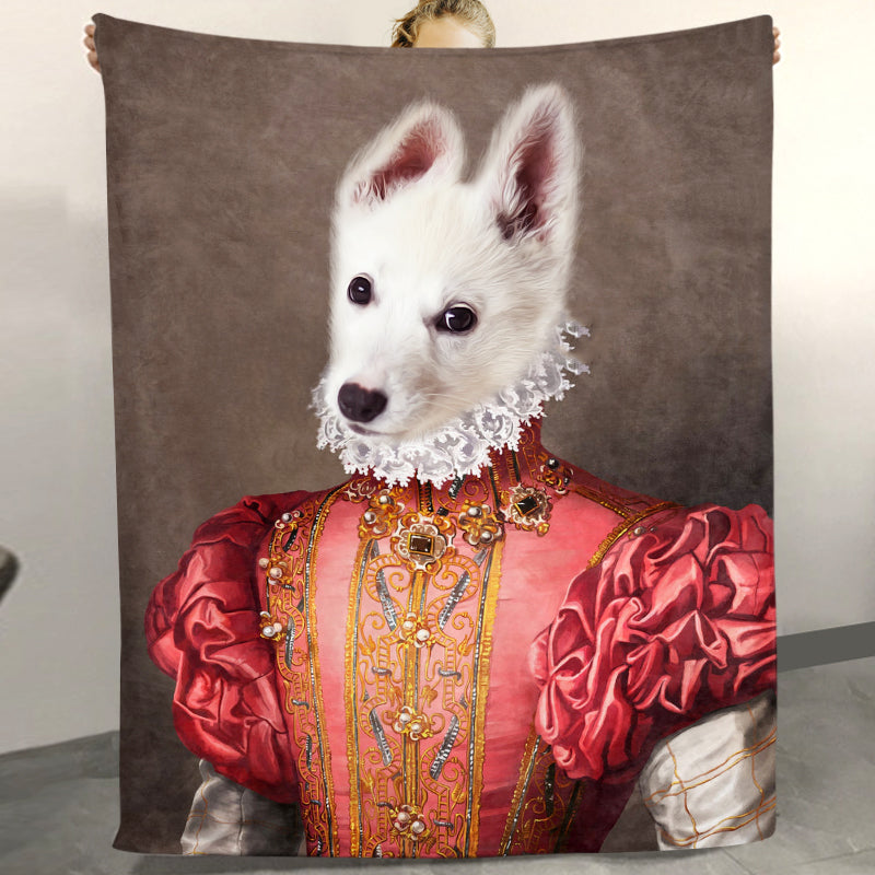 The Red Rose - Personalized Pet Renaissance Dog Blanket with Picture - The Pet Pillow