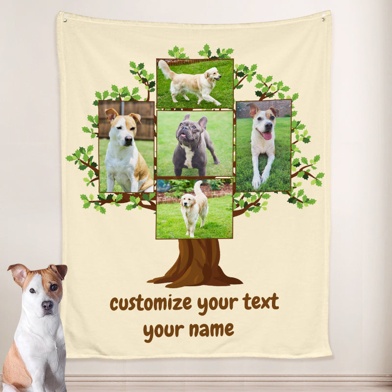 Custom Pet Blanket with Pictures of Family, Tree of Life Blanket Personalized from Pet Photo - The Pet Pillow