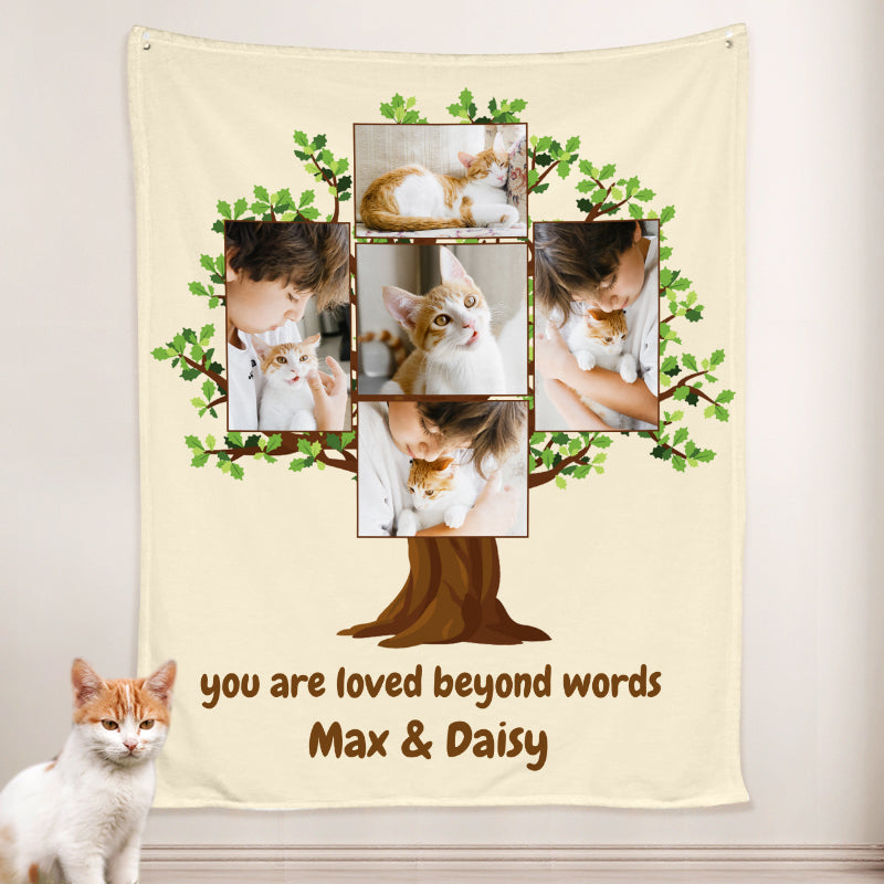 Custom Pet Blanket with Pictures of Family, Tree of Life Blanket Personalized from Pet Photo - The Pet Pillow