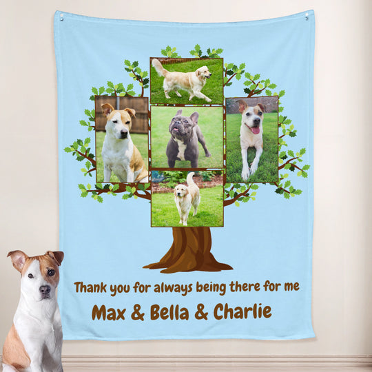 Custom Pet Blanket with Pictures of Family, Tree of Life Blanket Personalized from Pet Photo - The Pet Pillow