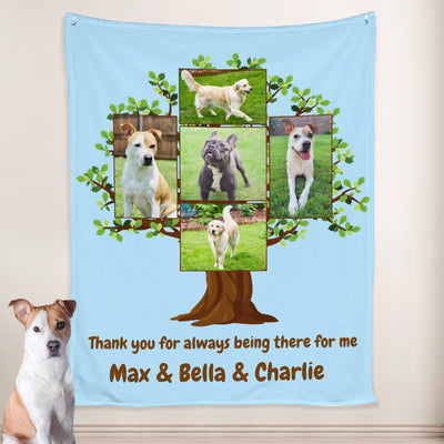 Custom Pet Blanket with Pictures of Family, Tree of Life Blanket Personalized from Pet Photo - The Pet Pillow