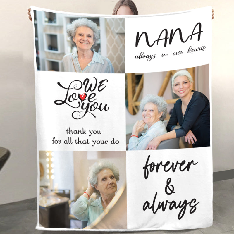 Mom We Love You Custom Family Blankets with Pet Photo - The Pet Pillow