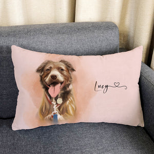 Watercolor Throw Pillows With Your Dog's Picture Personalized Gifts For Pet Lovers- Double Printed - The Pet Pillow