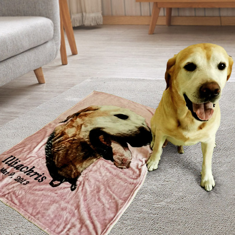 Custom Pet Face Print Fleece Blanket - The Pet Pillow