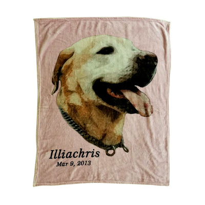 Custom Pet Face Print Fleece Blanket - The Pet Pillow