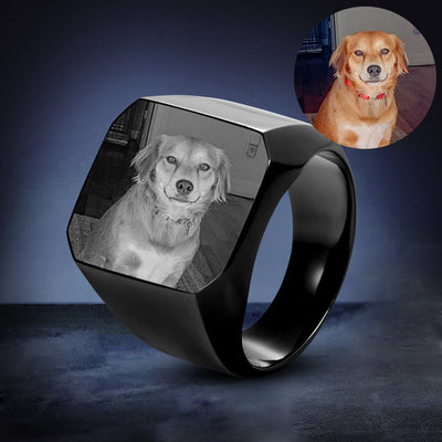 Custom Pet Black and White Photo Ring - The Pet Pillow