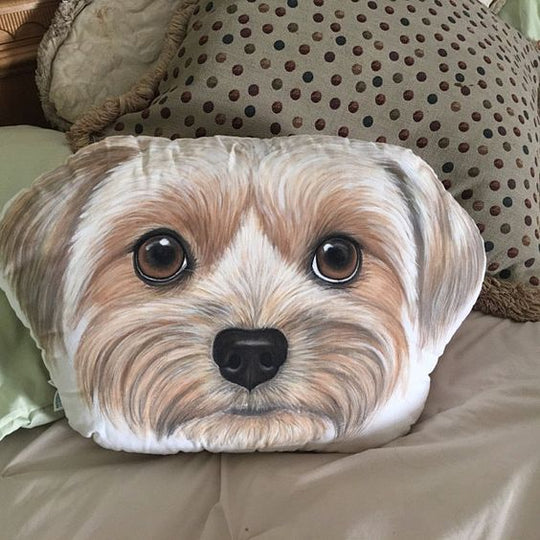 Custom Pet Sketch Portrait Face Head Shaped Pillow, 100% Hand Drawing from Your Pet Picture - The Pet Pillow