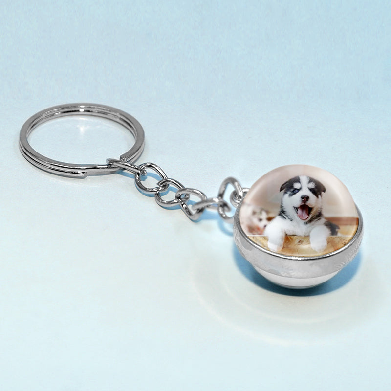 Custom Pet Double Sided Glass Ball Keychain - The Pet Pillow