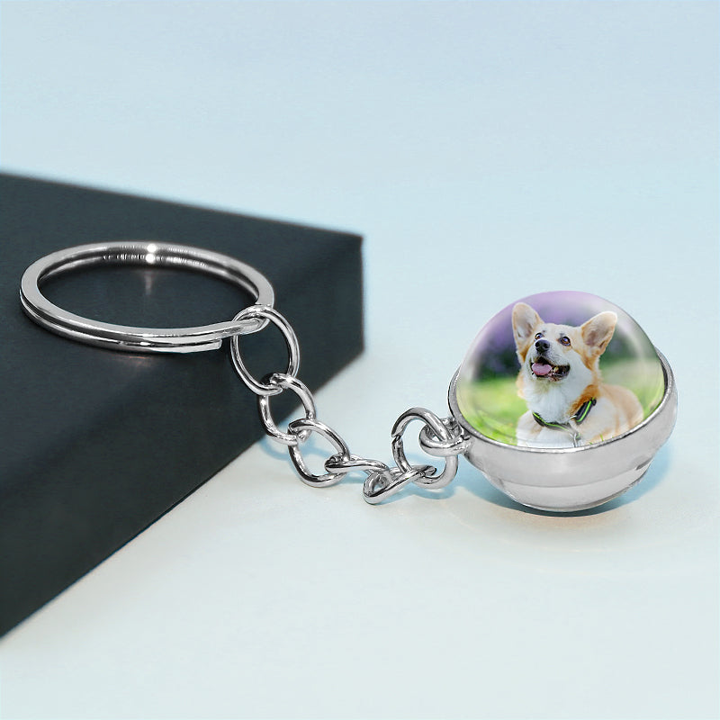 Custom Pet Double Sided Glass Ball Keychain - The Pet Pillow