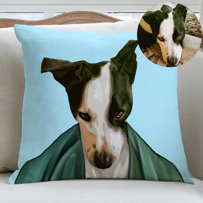 Custom Pet Hand Draw Oil Painting Memorial Square Pillow with Draw Head or Full Body - The Pet Pillow