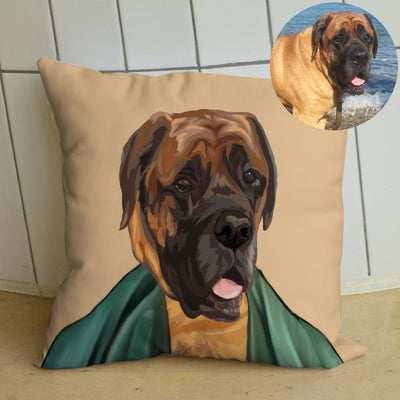 Custom Pet Hand Draw Oil Painting Memorial Square Pillow with Draw Head or Full Body - The Pet Pillow