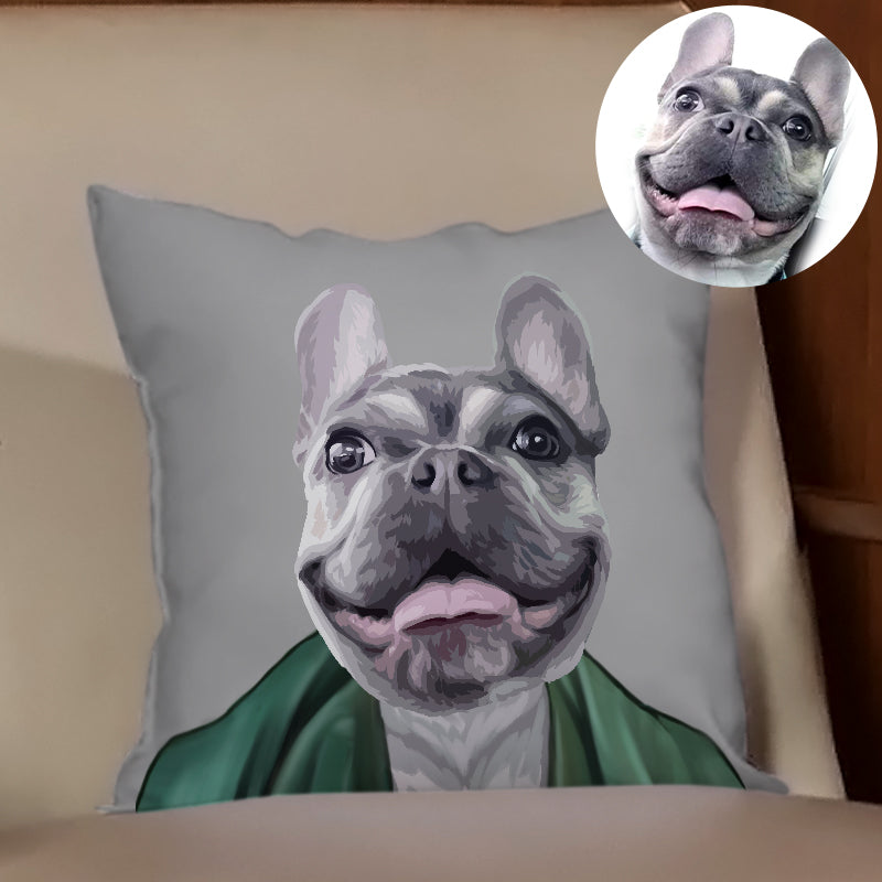 Custom Pet Hand Draw Oil Painting Memorial Square Pillow with Draw Head or Full Body - The Pet Pillow