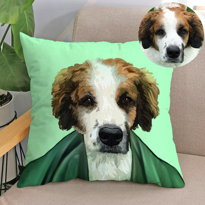 Custom Pet Hand Draw Oil Painting Memorial Square Pillow with Draw Head or Full Body - The Pet Pillow