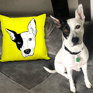 Custom Hand Drawing Charcoal Portrait Memorial Square Pillow of Your Pet - The Pet Pillow