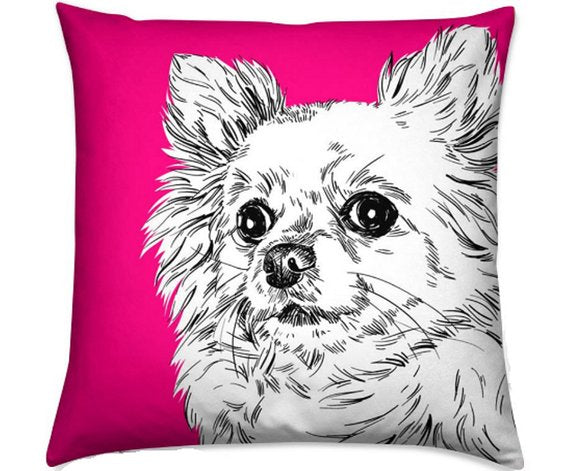 Custom Hand Drawing Charcoal Portrait Memorial Square Pillow of Your Pet - The Pet Pillow