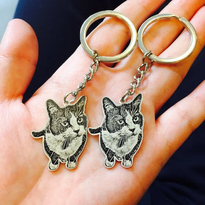 Pet memorial photo necklace  / keychain / Bracelet animal shape pendant - The Pet Pillow