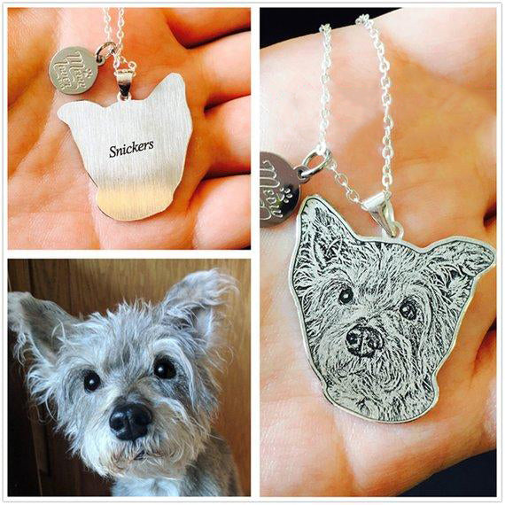 Pet memorial photo necklace  / keychain / Bracelet animal shape pendant - The Pet Pillow