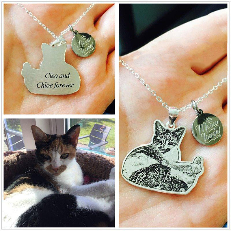 Pet memorial photo necklace  / keychain / Bracelet animal shape pendant - The Pet Pillow