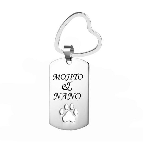Custom Your Pet Photo Stainless Steel Keychain with Engraved Name/Date - The Pet Pillow