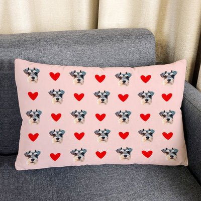 Custom Pet Face Pillow Personalized Decorative Throw Pillow With Red Heart - The Pet Pillow