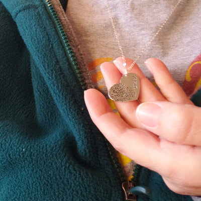 Custom Fingerprint Lettering Heart 925 Sterling Silver Necklace - The Pet Pillow