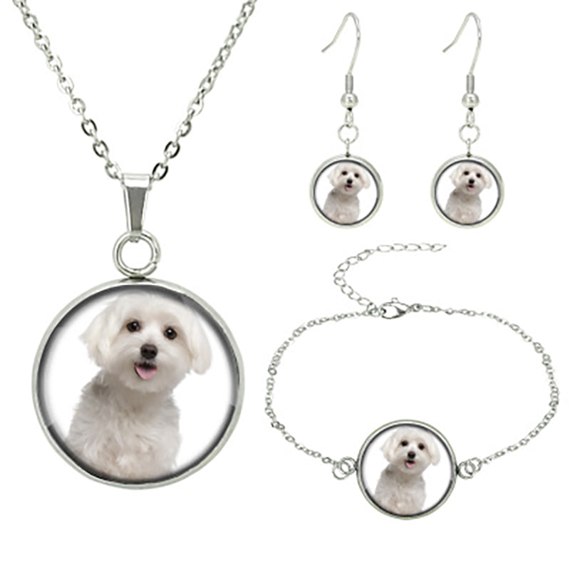 Custom Pet Time Gem Necklace Bracelet Earrings (3PCS) - The Pet Pillow